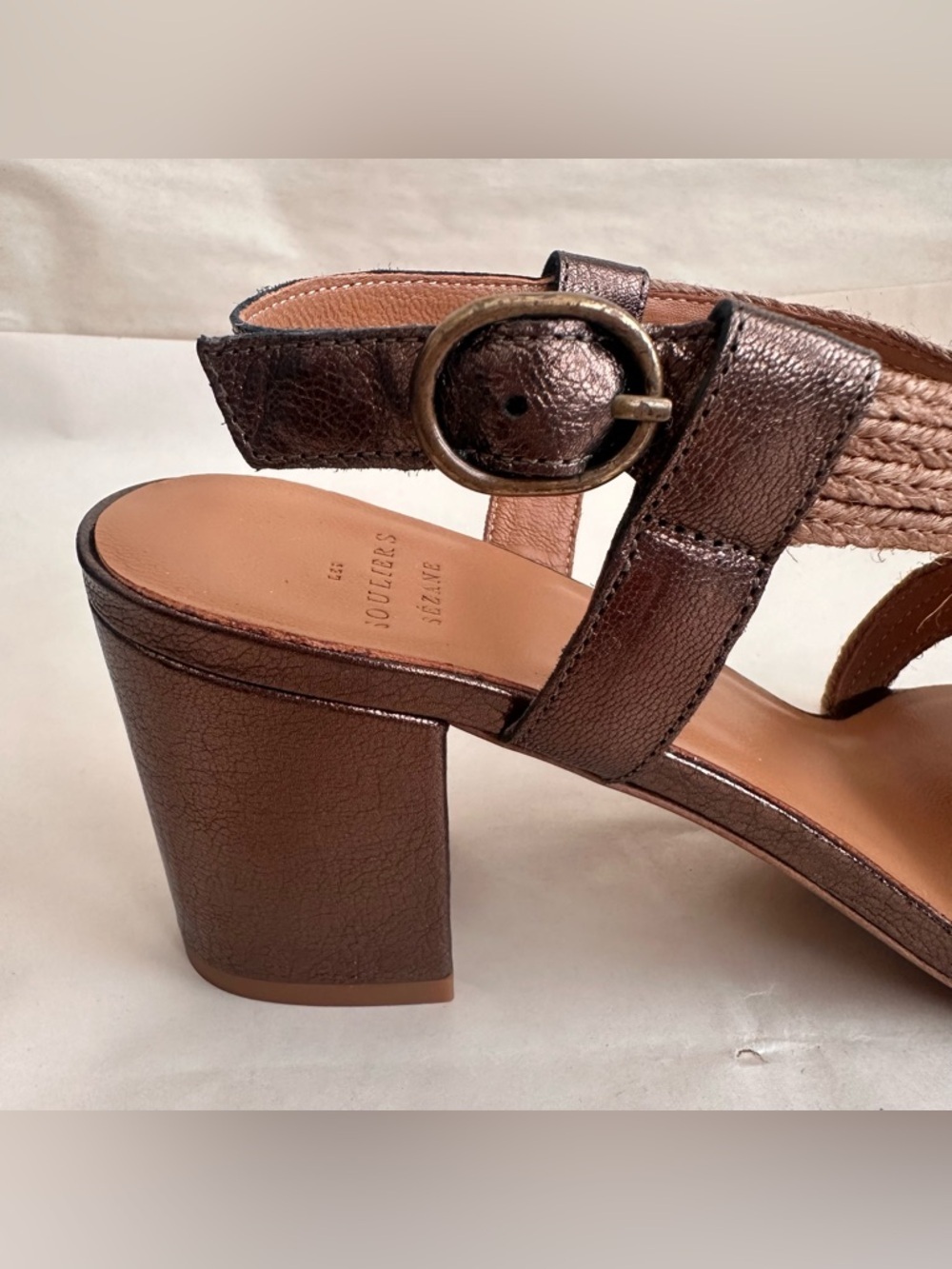 NEW Sezane Zoe Sandals Bronze Women 8 Metallic Leather Rope Knot Box & Dust Bag - Picture 7 of 14